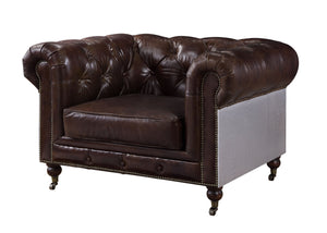 â€¢ Leg Height: 6-"<br/><br/><b>Product Features</b><ul><li>Case: 1Pc/1Ctn</li><li>Finish: Vintage Brown Top Grain Leather</li><li>Style: Transitional</li><li>Materials: Upholstery</li></ul><br/>