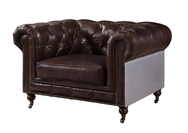 â€¢ Leg Height: 6-"<br/><br/><b>Product Features</b><ul><li>Case: 1Pc/1Ctn</li><li>Finish: Vintage Brown Top Grain Leather</li><li>Style: Transitional</li><li>Materials: Upholstery</li></ul><br/>
