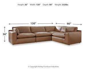 Emilia - Caramel - 4-Piece Sectional