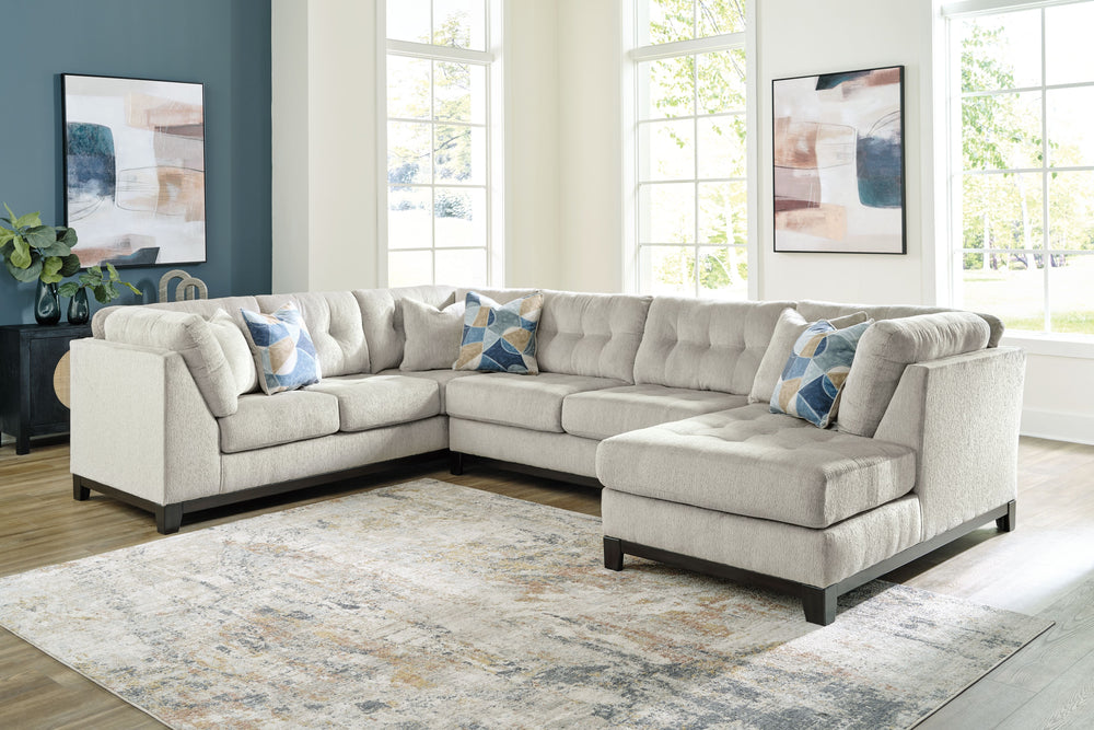 Fresh, on-trend style meets functionality in this this seating package. Details like tufted cushions and a wrap-around accent base reflect your urban contemporary tastes while staying versatile as your style changes. And with its soft upholstery, your com