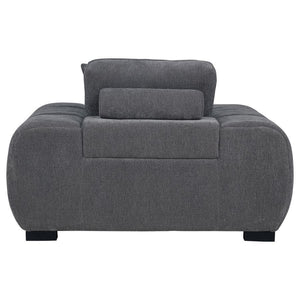  neutral upholstery enhances its cozy appeal. A durable frame 