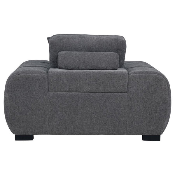  neutral upholstery enhances its cozy appeal. A durable frame 
