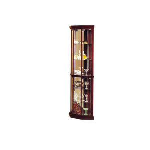 The Huxley cherry curio is a great accent piece for your room as it is an elegant combination of old world charm and contemporary design. Featuring glass doors, mirrored back, glass shelves, it is an exceptional way to showcase your treasured collectibles
