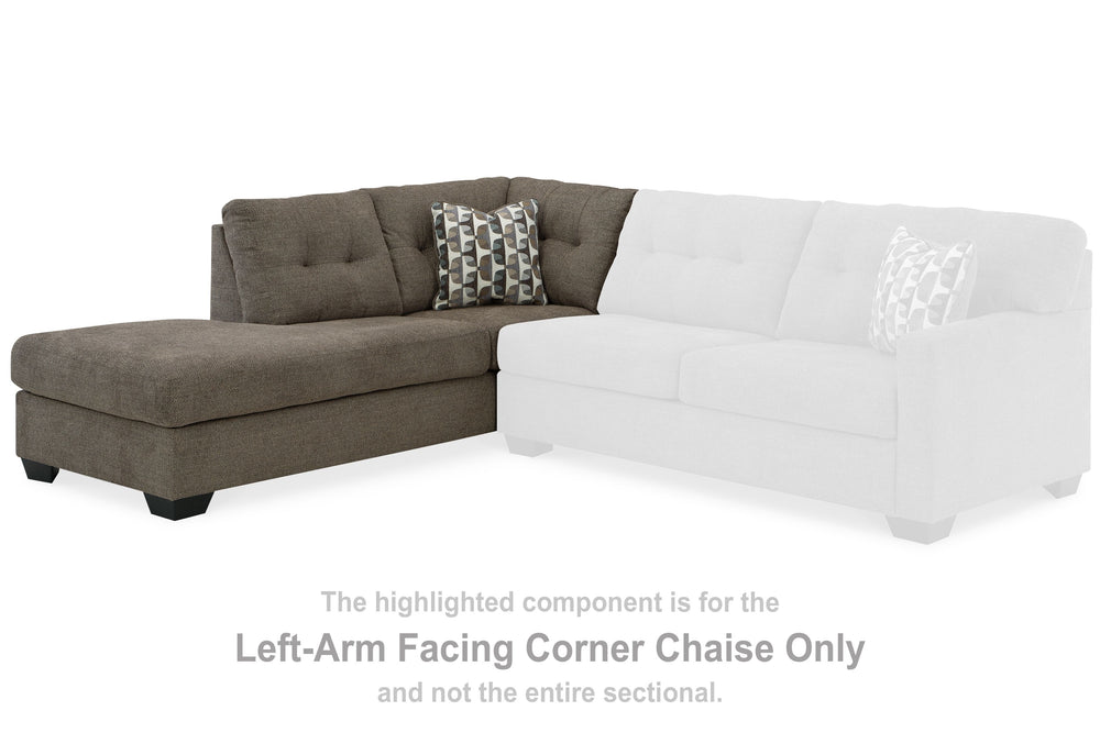 This left-arm facing corner chaise is made with polyester upholstery. Pairs with other items in the series to make a sectional.<br><br><b>Additional Dimensions</b><br><ul><li>Arm height: 25-"</li><li>Seat depth: 74-"</li><li>Seat height: 20-"</li><li>Top 