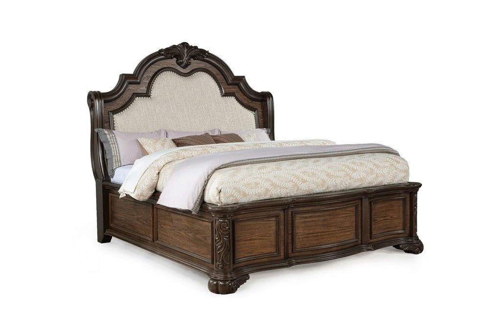 Experience the grandeur of classic elegance with this exquisitely crafted bedroom collection, designed to bring timeless sophistication to your space. The ornate detailing, intricate carvings, and rich wood finish exude a regal charm, while the gracefully
