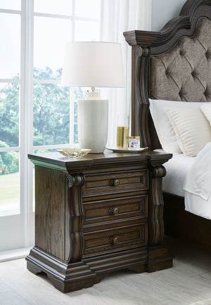  this nightstand makes a bold statement. Spacious drawers store your bedtime essentials in stunning style. A hidden pull-out tray behind the bottom drawer puts your small valuables out of sight. The look is