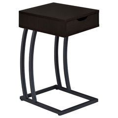The perfect marriage of classic and modern design, this cappuccino accent table is full of contemporary upgrades. Great as an end, snack, or chairside table, the storage drawer works well for keeping clutter out of sight. A built-in power strip on the bac