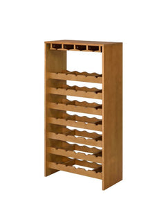 KD Built-in Wine and Stemware Rack 4 Cup Holder Included Wine Rack: 35 Bottles<br/><br/><b>Product Features</b><ul><li>Case: 1Pc/1Ctn</li><li>Finish: Oak Finish</li><li>Style: Transitional</li><li>Materials: Composite Wood, Veneer(Paper)</li></ul><br/>