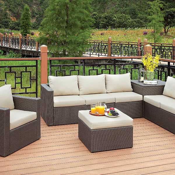 Davina Patio Sectional w/ Ottoman & Storage