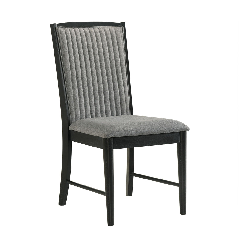 The Skyline Dining Side Chair in Onyx blends modern design with comfort, making it ideal for contemporary dining rooms. Built from solid Rubberwood, engineered woods, and Ash veneers, itâ€™s durable and stylish. The Onyx Black finish with gray glazing enh