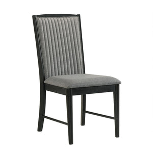The Skyline Dining Side Chair in Onyx blends modern design with comfort, making it ideal for contemporary dining rooms. Built from solid Rubberwood, engineered woods, and Ash veneers, itâ€™s durable and stylish. The Onyx Black finish with gray glazing enh