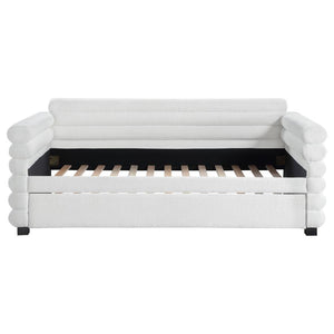 Patricia - Boucle Upholstered Twin Day Bed With Trundle - White