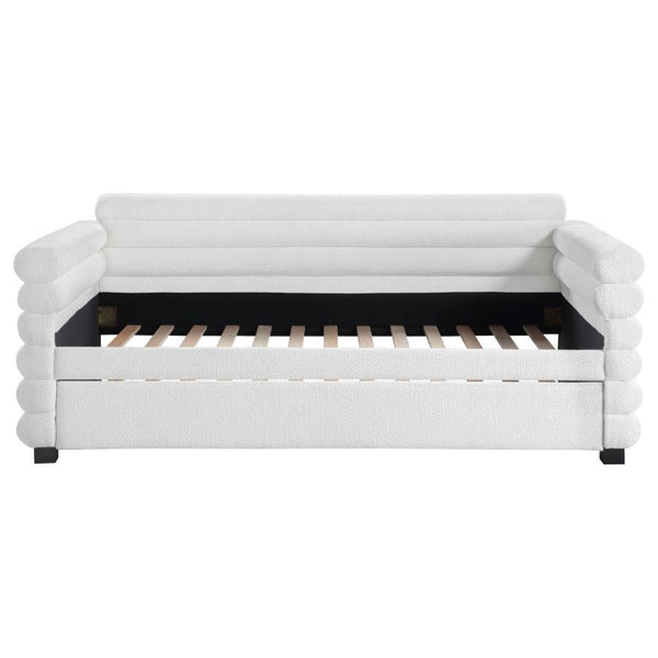Patricia - Boucle Upholstered Twin Day Bed With Trundle - White