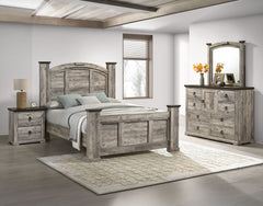 Immerse yourself in the rustic charm of this exquisite bedroom collection, where timeless design meets sophisticated craftsmanship. The set exudes a warm, weathered aesthetic that effortlessly complements any home decor, bringing an air of tranquil elegan
