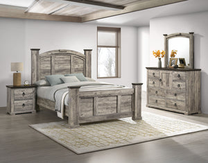 Immerse yourself in the rustic charm of this exquisite bedroom collection, where timeless design meets sophisticated craftsmanship. The set exudes a warm, weathered aesthetic that effortlessly complements any home decor, bringing an air of tranquil elegan