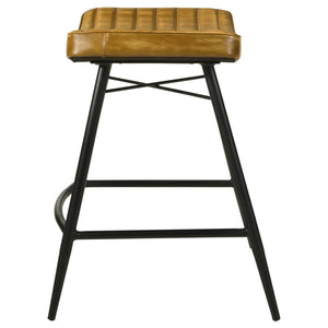 Bayu - Leather Upholstered Counter Stool (Set of 2) - Camel