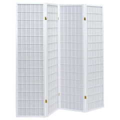 Fresh modern style brings a fun and functional addition to any space. Make this folding screen a staple in a modern living area or a commercial venue in need of privacy screens. With a linear grid design, it reflects a contemporary motif. Four hinged scre