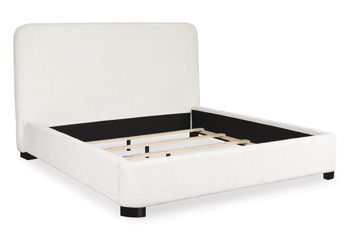 Casual, modern and inviting. Three words perfectly capture the essence of this king upholstered bed. Soft and easy to maintain, the Next-Gen Nuvellaâ„¢ performance fabric gracing the cushioned wing bed infuses a laid-back yet contemporary look and feel th