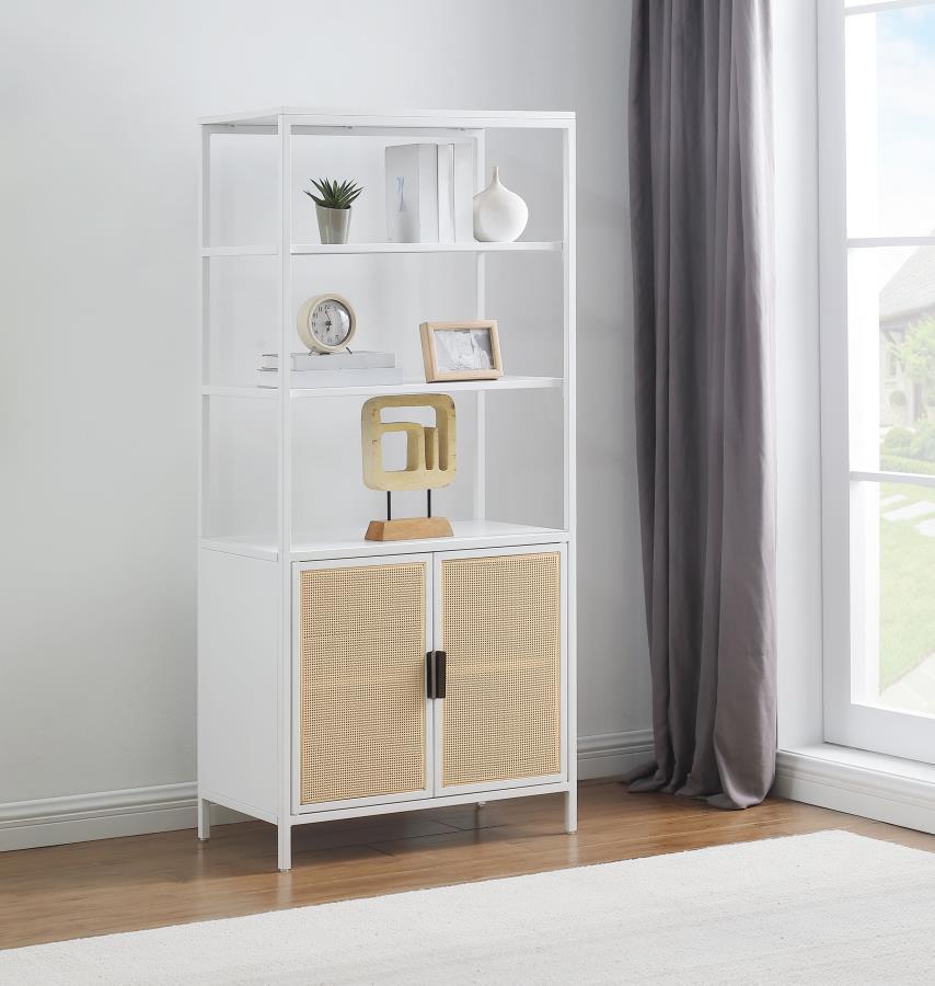 Elevate your storage solutions with this stylish two-door tall accent cabinet, expertly crafted from durable metal for long-lasting support. The sleek powder-coated finish adds a modern touch while providing excellent resistance to scratches and wear. The