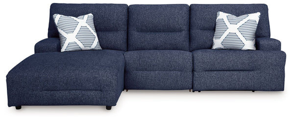 Acklen Place - Navy - 3-Piece Power Reclining Sectional With LAF Power Reclining Back Chaise