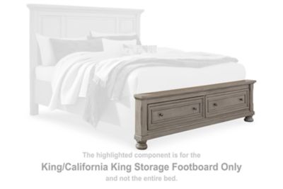 This king/California king storage footboard is made with wood, veneers and engineered wood. Pairs with other items in the series to make a bed kit.<br><br><b>Additional Dimensions</b><br><ul><li>Drawer interior (2): 0-"</li></ul><br/><br/><b>Product Featu