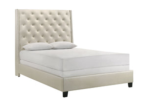  this bed frame features a plush