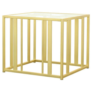 Adri - Rectangular Glass Top Side End Table - Matte Brass