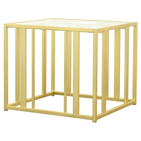 Adri - Rectangular Glass Top Side End Table - Matte Brass