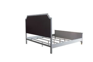 House - Marchese Eastern King Bed - Two Tone Beige Fabric & Pearl Gray Finish