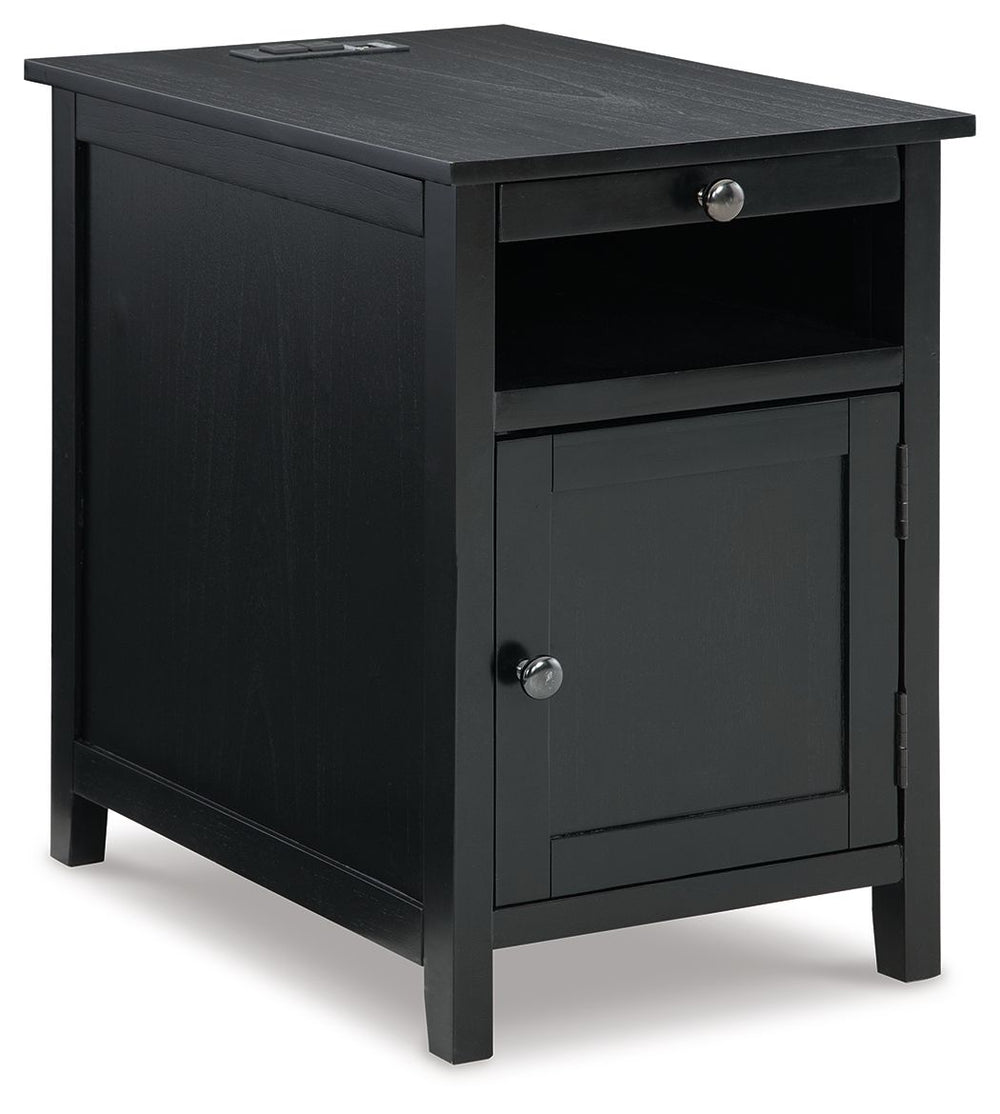 Add big character to a small space with this chairside end table. With its compact size and strong silhouette, it can go anywhere and blend easily into the decor. Less is so much more with the Shaker-inspired design and black wood tone finish. Loaded with