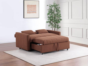 the sofa showcases clean lines and vertical channel tufting