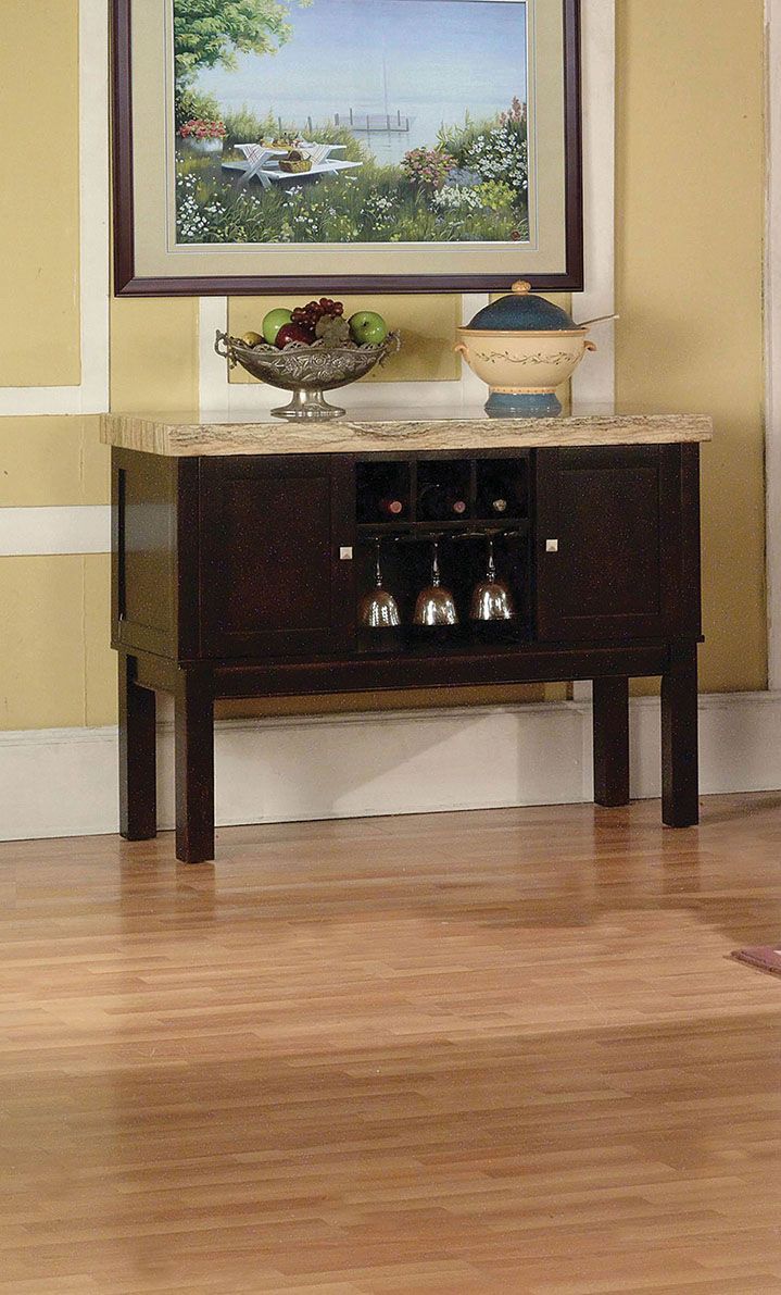 2 Doors, Wine & Cup Holder<br/><br/><b>Product Features</b><ul><li>Case: 1Pc/1Ctn</li><li>Finish: Faux Marble & Espresso</li><li>Style: Transitional, Contemporary</li><li>Materials: Wood, Faux Marble, Veneer (Paper), Composite Wood</li></ul><br/>