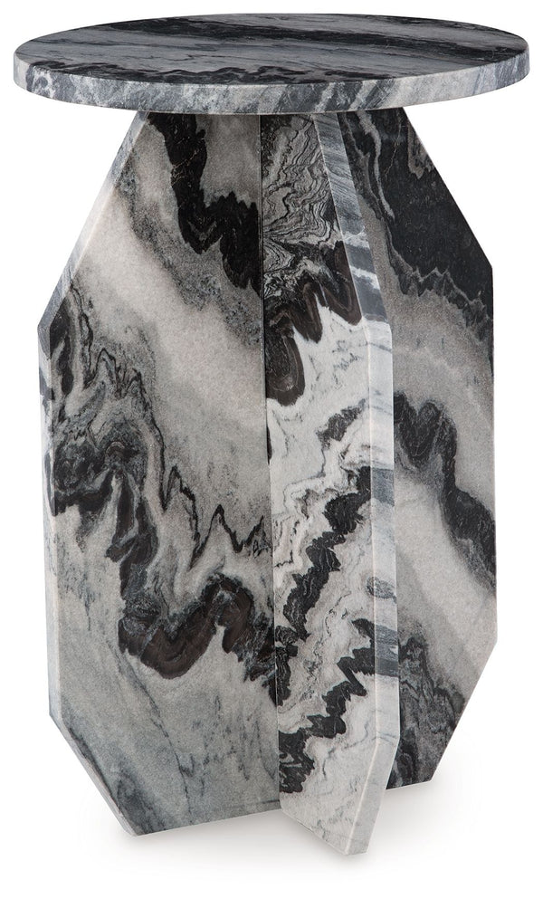 Make a big impact with this stunning accent table. The elegant all-marble construction and sculptural base create a contemporary aesthetic that-'s sure to make an impression. It-'s drop-dead gorgeous and functional, completing your seating arrangement wit