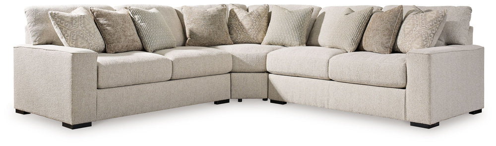 Reminiscent of a fine, subtly patterned herringbone jacket, this casually elegant sectional offers contemporary style in spades. A distinctive curved shape provides plenty of leg room, while soft feather-blend cushions maximize relaxation. Why skimp on co