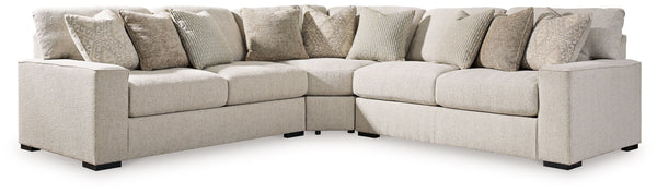 Reminiscent of a fine, subtly patterned herringbone jacket, this casually elegant sectional offers contemporary style in spades. A distinctive curved shape provides plenty of leg room, while soft feather-blend cushions maximize relaxation. Why skimp on co