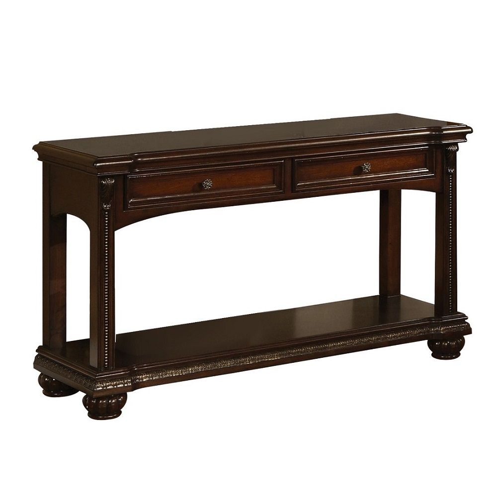 The Anondale traditional coffee table features elegant traditional style and detailing accents with two drawers, reflected in decorative carving motifs. All carefully crafted with selected wood and veneers, this is perfect match for your living room envir