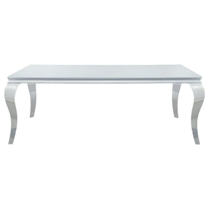 Carone 5-piece 81-inch Rectangular White Glass Dining Set Teal
