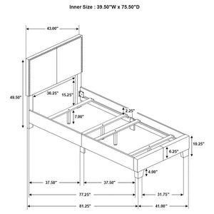 Boyd Upholstered Twin Panel Bed Charcoal
