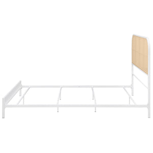 Amherst Radio Weave Rattan Metal Queen Bed White