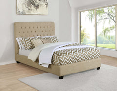 Chloe Upholstered Full Panel Bed Oatmeal