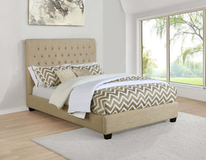 Chloe Upholstered Full Panel Bed Oatmeal