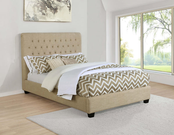 Chloe Upholstered Full Panel Bed Oatmeal