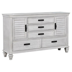 Franco 5-piece Queen Bedroom Set Distressed White