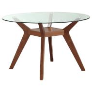 Paxton Round 48-inch Glass Top Wood Dining Table Nutmeg