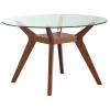 Paxton Round 48-inch Glass Top Wood Dining Table Nutmeg