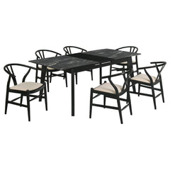 Crestmont 7-piece Extension Leaf Dining Table Set Black