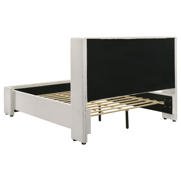 Alamosa Boucle Upholstered Queen Wingback Bed White
