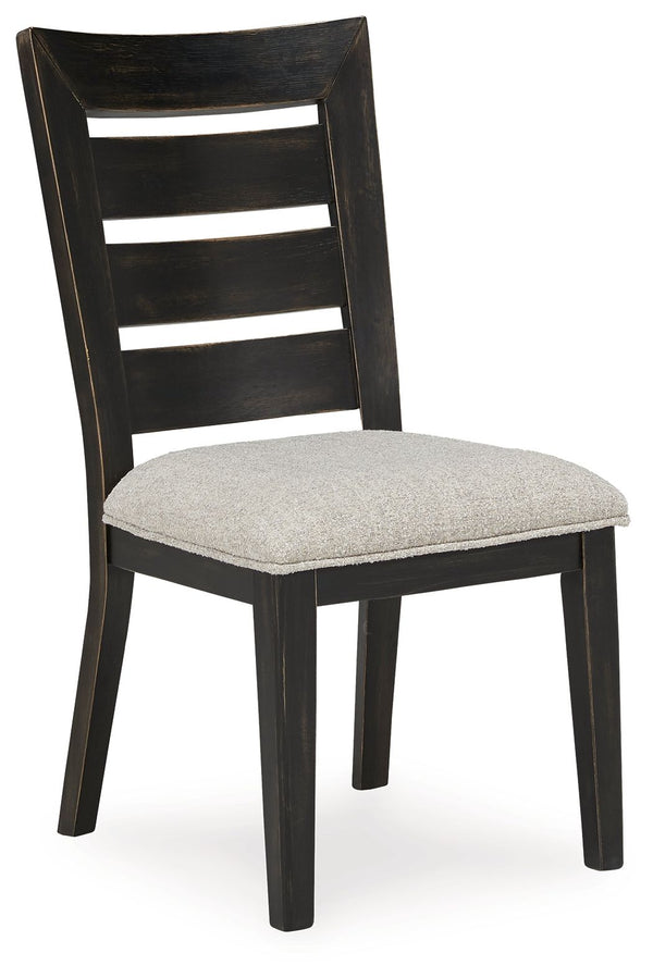 Galliden - Black - Dining Upholstered Ladderback Side Chair (Set of 2)