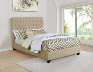 Chloe Upholstered Queen Panel Bed Oatmeal