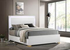 Marceline Wood Full LED Panel Bed White